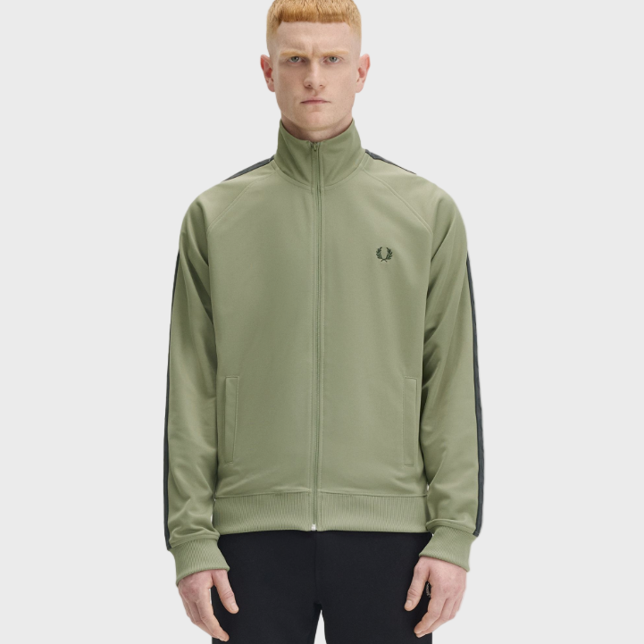 Fred Perry J5557 Contrast Tape Track Jacket - Z07 Olive/Anchor