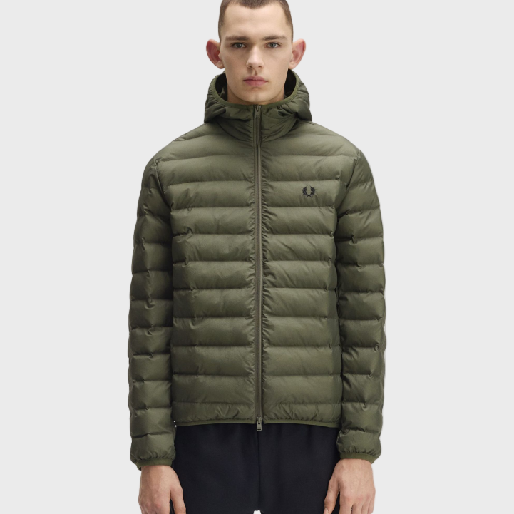 Fred Perry J8553 Hooded Insulated Jacket - X21 Laurel Wreth Green