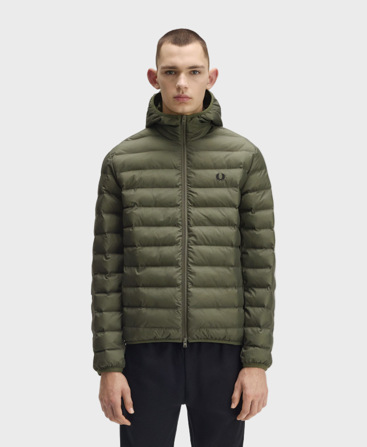 Fred Perry J8553 Hooded Insulated Jacket - X21 Laurel Wreth Green