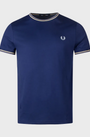 Fred Perry M1588V Twin Tipped T-Shirt - 48A French Navy/Champions Gold/Stockport Blue