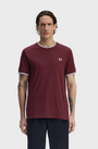 Fred Perry M1588V Twin Tipped T-Shirt - 64A Oxblood/Ecru