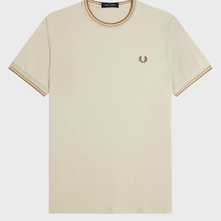 Fred Perry M1588V Twin Tipped T-Shirt Z53 Oatmeal/Warm Stone