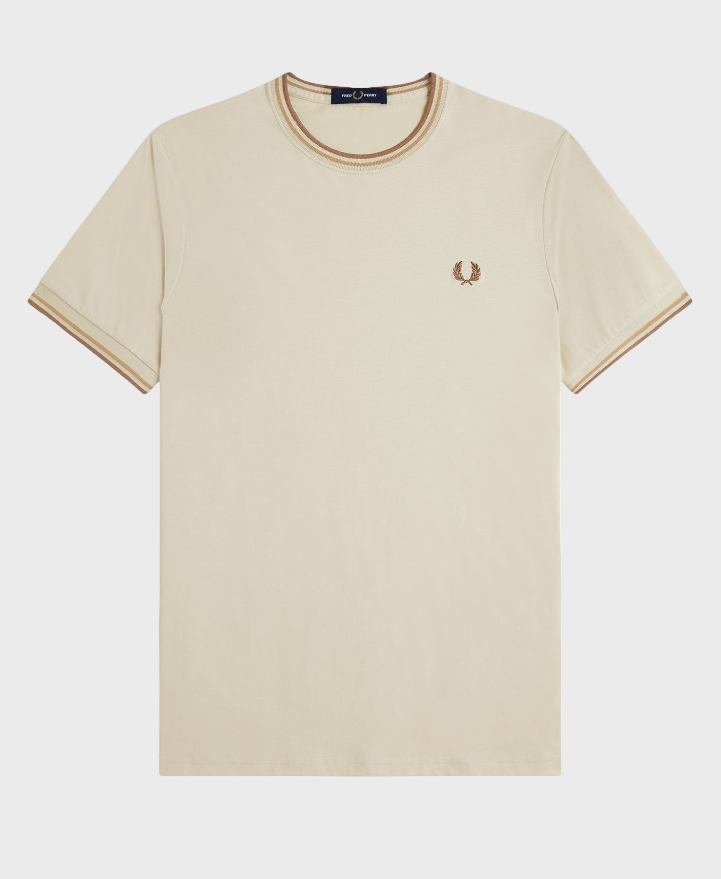 Fred Perry M1588V Twin Tipped T-Shirt Z53 Oatmeal/Warm Stone