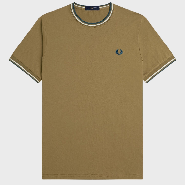 Fred Perry M1588V Twin Tipped T-Shirt Z60 Shadestone/Ecru