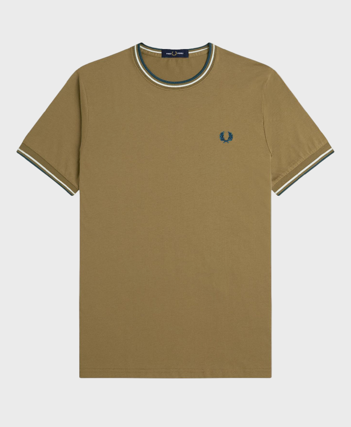 Fred Perry M1588V Twin Tipped T-Shirt Z60 Shadestone/Ecru