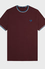 Fred Perry M1588V Twin Tipped T-Shirt Z63 Oxblood/Ecru