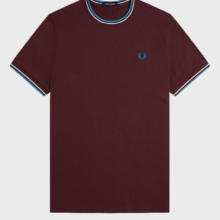 Fred Perry M1588V Twin Tipped T-Shirt Z63 Oxblood/Ecru