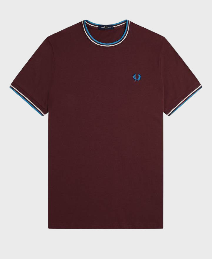 Fred Perry M1588V Twin Tipped T-Shirt Z63 Oxblood/Ecru