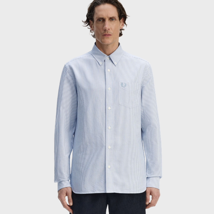 Fred Perry M1768 Oxford Stripe Shirt - 38A Blue/White