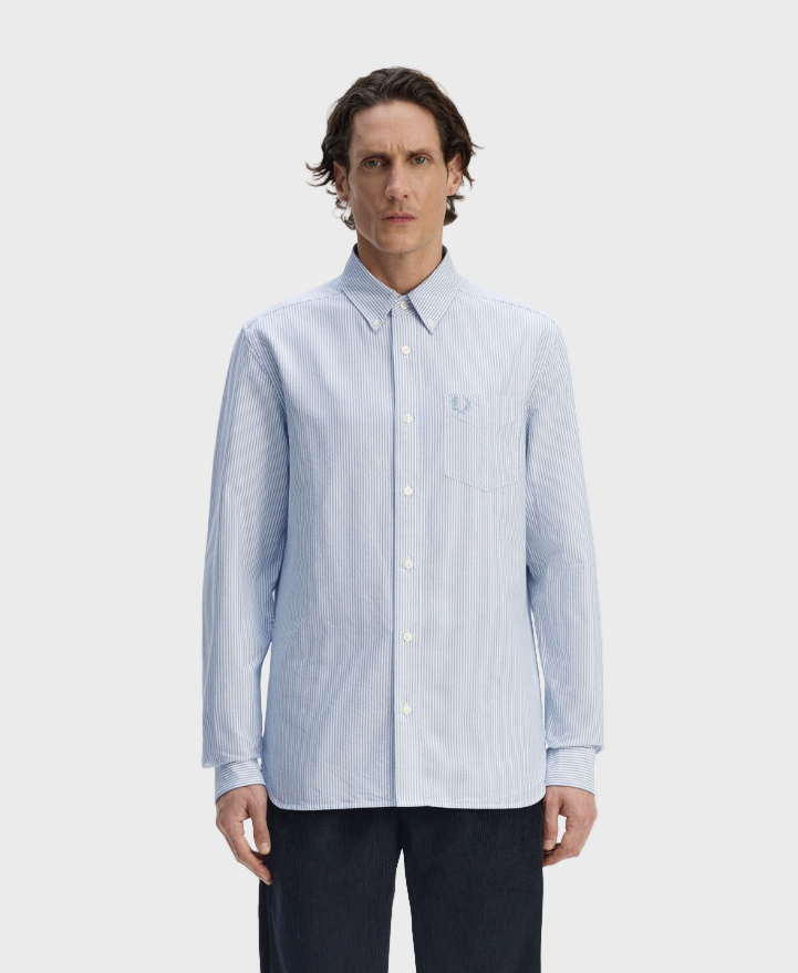 Fred Perry M1768 Oxford Stripe Shirt - 38A Blue/White