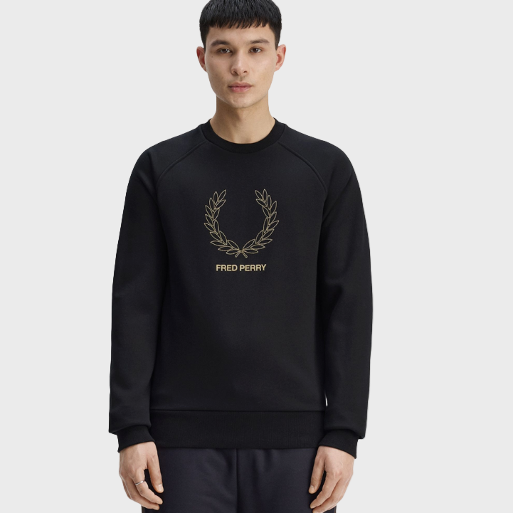 Fred Perry M1769 Outline Laurel Wreath Sweatshirt - 102 Black