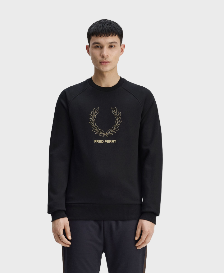 Fred Perry M1769 Outline Laurel Wreath Sweatshirt - 102 Black