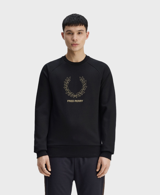 Fred Perry M1769 Outline Laurel Wreath Sweatshirt - 102 Black