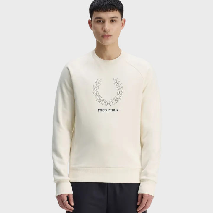 Fred Perry M1769 Outline Laurel Wreath Sweatshirt - 560 Ecru