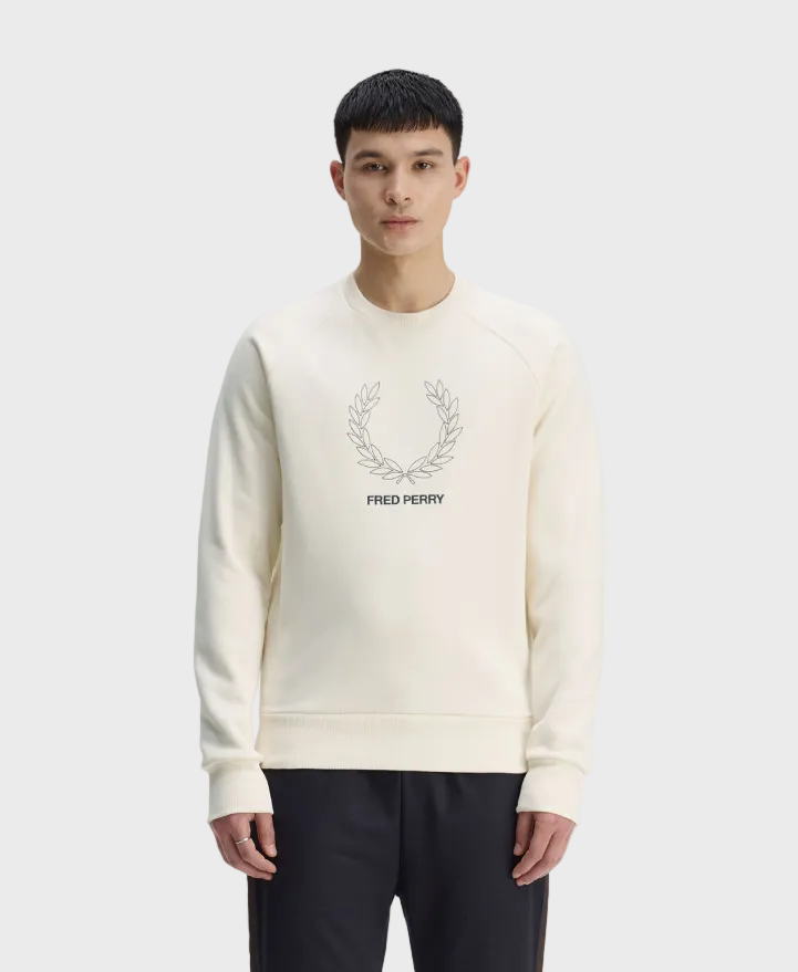 Fred Perry M1769 Outline Laurel Wreath Sweatshirt - 560 Ecru
