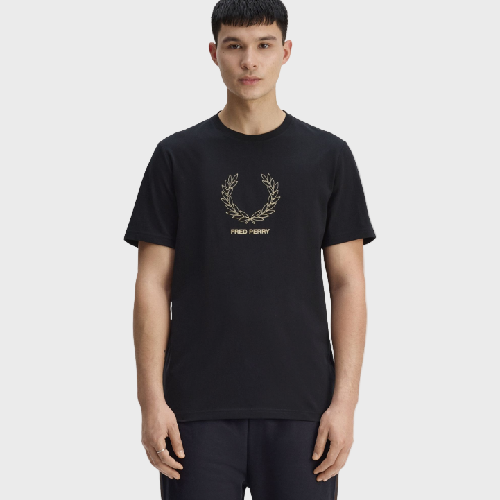 Fred Perry M1775 Outline Laurel Wreath T-Shirt - Black