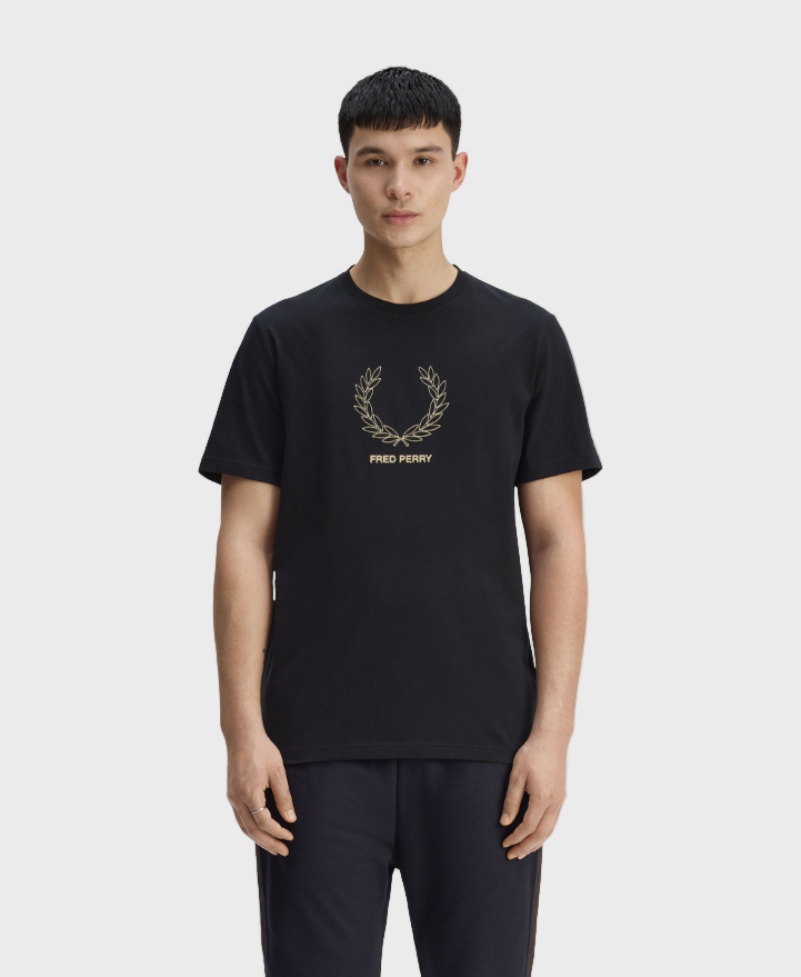 Fred Perry M1775 Outline Laurel Wreath T-Shirt - Black