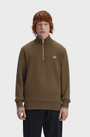 Fred Perry M3574 Half Zip Sweatshirt - 49A Burnt Tobacco/Stockport Blue