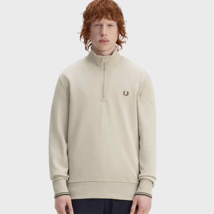 Fred Perry M3574 Half Zip Sweatshirt - 50A Wrmot/Crtgr/Btob