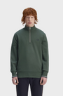 Fred Perry M3574 Half Zip Sweatshirt - 53A Court Green/Snow White/Navy