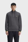 Fred Perry M3574 Half Zip Sweatshirt - 58A Anchor Grey/Tennis Ball Yellow