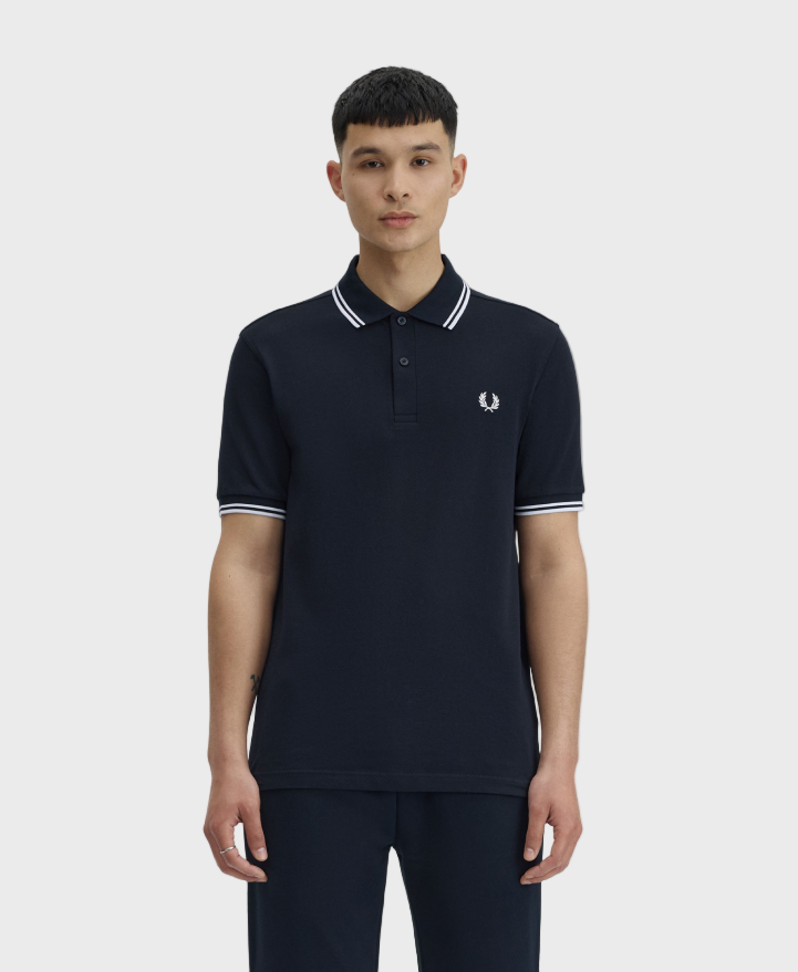 Fred Perry M3600 Twin Tipped Polo Shirt - 238 Navy/White