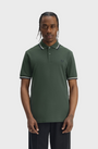 Fred Perry M3600 Twin Tipped Polo Shirt - 53A Court Green/Snow White/Navy