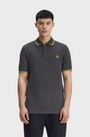Fred Perry M3600 Twin Tipped Polo Shirt - 58A Anchor Grey/Tennis Ball Yellow/Tennis Ball Yellow