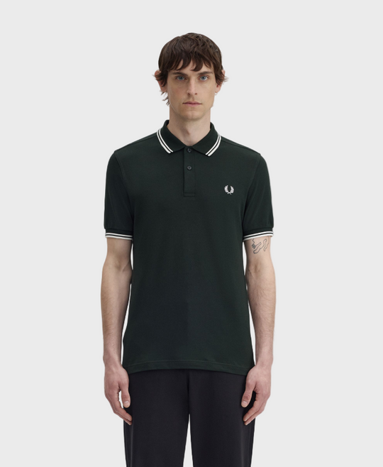 Fred Perry M3600 Twin Tipped Polo Shirt - T50 Night Green/Snow White