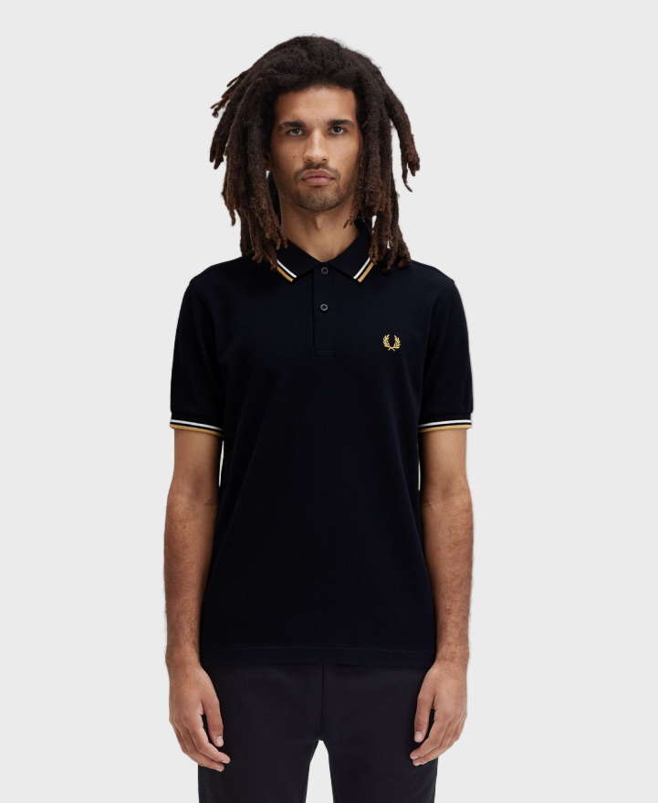 Fred Perry M3600 Twin Tipped Polo Shirt - W53 Navy/Ecru/Honey