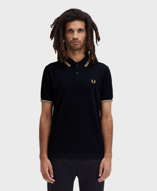 Fred Perry M3600 Twin Tipped Polo Shirt - W53 Navy/Ecru/Honey