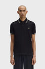 Fred Perry M3600 Twin Tipped Polo Shirt - W54 Black/Ecru/Laurel Wreath Green