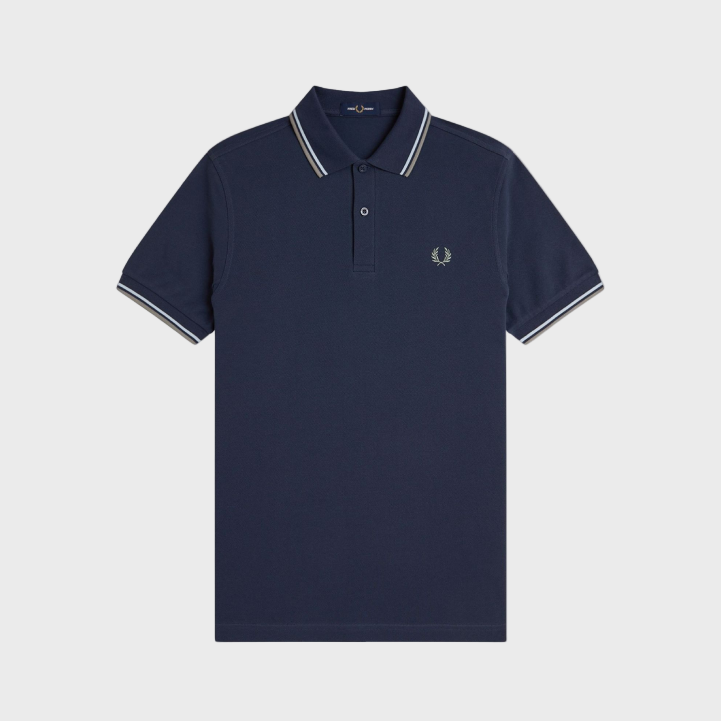 Fred Perry M3600 Twin Tipped Polo Shirt - Z47 Dark Airforce/Light Ice