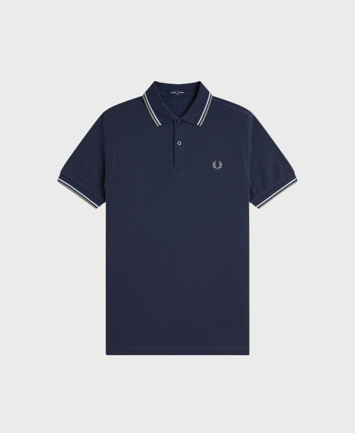 Fred Perry M3600 Twin Tipped Polo Shirt - Z47 Dark Airforce/Light Ice