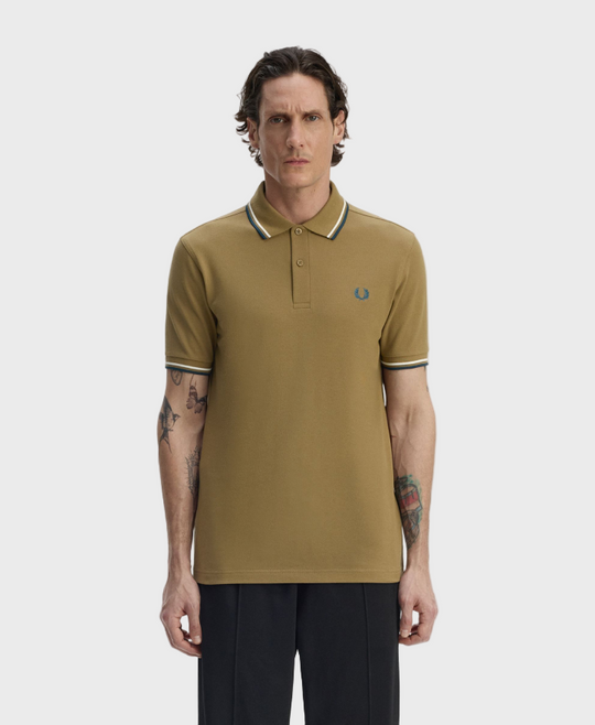 Fred Perry M3600 Twin Tipped Polo Shirt - Z60 Shaded Stone/Ecru