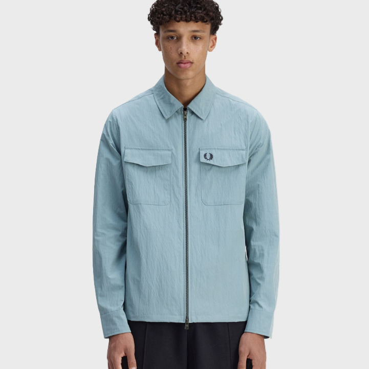 Fred Perry M5684 Zip Through Overshirt - Z20 Stockport Blue