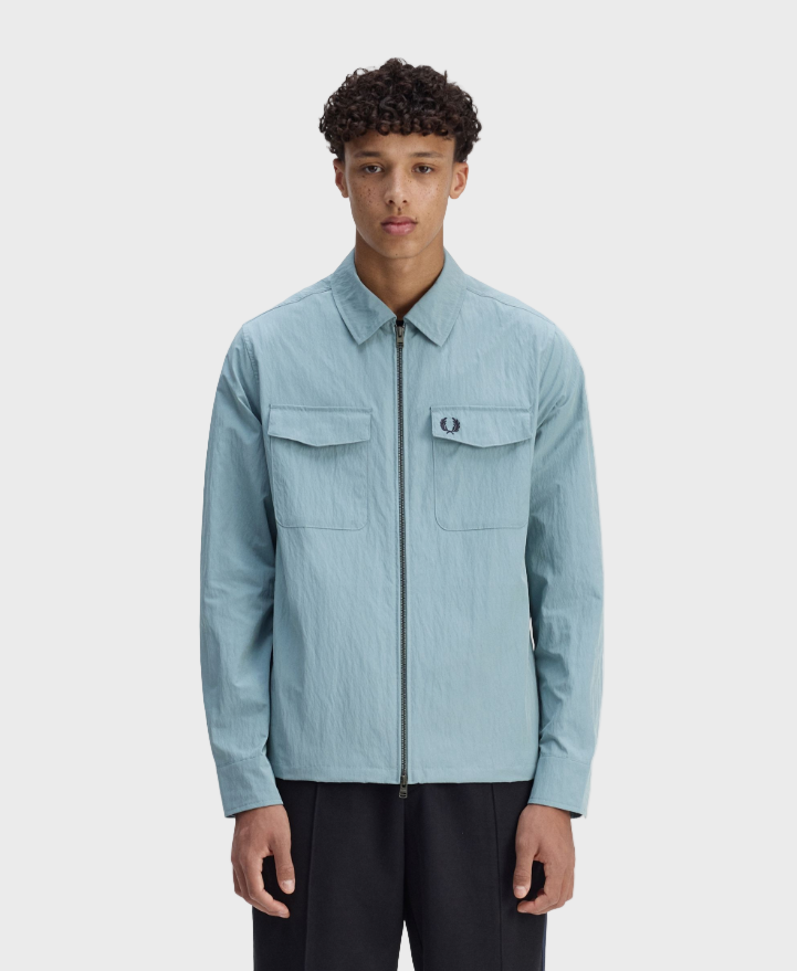 Fred Perry M5684 Zip Through Overshirt - Z20 Stockport Blue