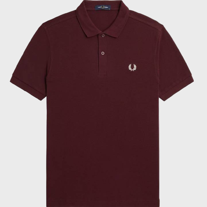 Fred Perry M6000 Plain Fred Perry Polo Shirt 597 Oxblood/Ecru