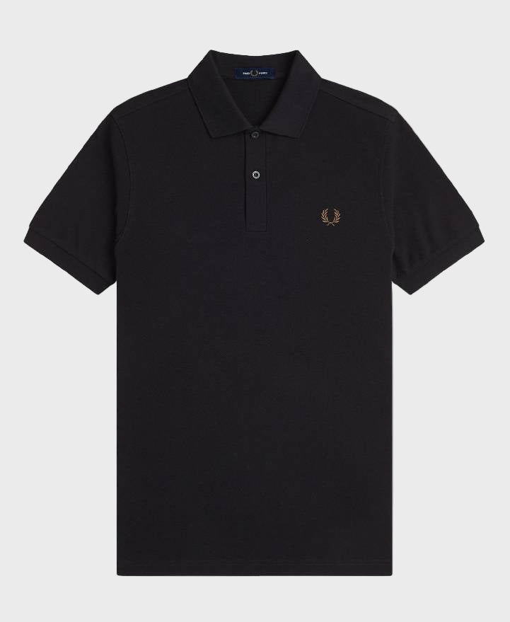 Fred Perry M6000 Plain Fred Perry Polo Shirt S77 Black/Shadestone