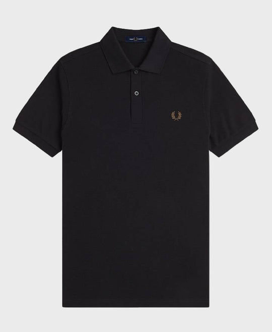 Fred Perry M6000 Plain Fred Perry Polo Shirt S77 Black/Shadestone