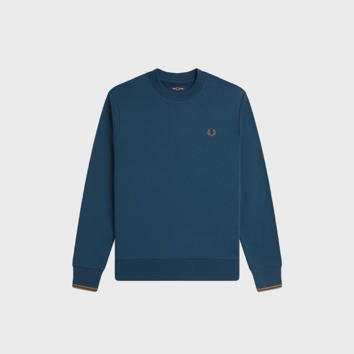 Fred Perry M735 Crew Neck Sweatshirt - Z48 Dark Petrol/Shaded Stone