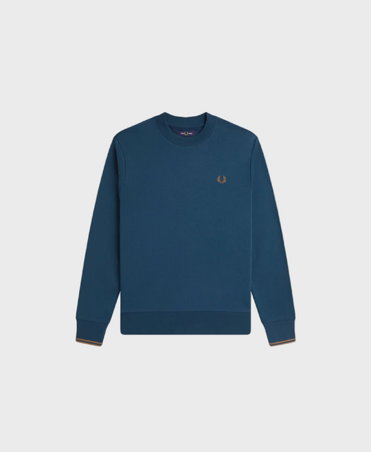Fred Perry M7535 Crew Neck Sweatshirt - Z48 Dark Petrol/Shaded Stone