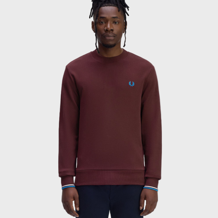 Fred Perry M7535 Crew Neck Sweatshirt - Z63 Oxblood/Ecru – Vault