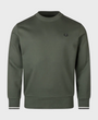 Fred Perry M7535 Crew Neck Sweatshirt - 53A Court Green/Snow White/Navy