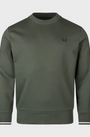 Fred Perry M7535 Crew Neck Sweatshirt - 53A Court Green/Snow White/Navy