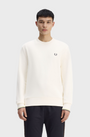 Fred Perry M7535 Crewneck Sweatshirt - 46A Ecru/Tennis Ball Yellow/Anchor Grey
