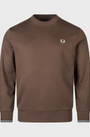 Fred Perry M7535 Crewneck Sweatshirt - 49A Burnt Tobacco/Stockport Blue