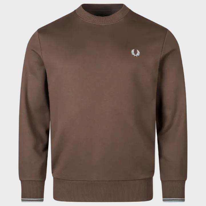 Fred Perry M7535 Crewneck Sweatshirt - 49A Burnt Tobacco/Stockport Blue