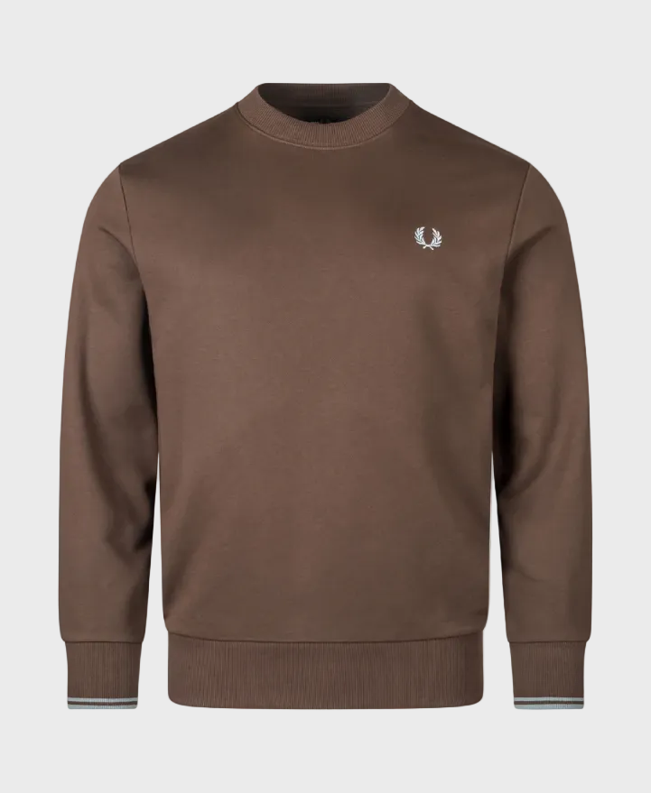 Fred Perry M7535 Crewneck Sweatshirt - 49A Burnt Tobacco/Stockport Blue