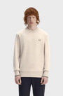 Fred Perry M7535 Crewneck Sweatshirt - 50A Warm Oat/Court Green/Burnt Tobacco